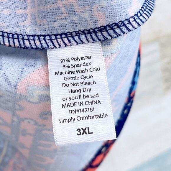 LuLaRoe Stretchy Crepe Azure Skirt Pink Blue Geo Print Womens Plus Size 3XL - Picture 5 of 5